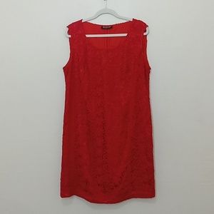 Jones New York Crochet Sleeveless Sheath Red Size 16 Dress